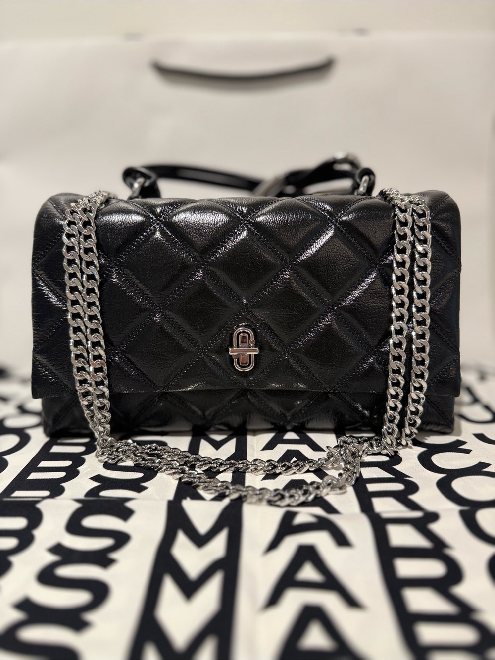 NWT Marc Jacobs THE QUILTED DUAL CONVERTIBLE SHOULDER BAG - black